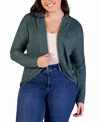 24seven Comfort Apparel Plus Size Open Front Long Bolero Cardigan Sweater In Hunter