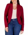 24seven Comfort Apparel Plus Size Open Front Long Bolero Cardigan Sweater In Red