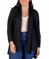 24seven Comfort Apparel Women's Open Front Long Sleeve High Low Cozy Cardigan In Black