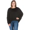 24seven Comfort Apparel Women's Plus Size Oversized Long Sleeves Dolman Top In Black