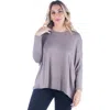 24seven Comfort Apparel Plus Size Oversized Long Sleeve  Dolman Top In Gray
