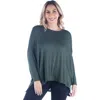 24seven Comfort Apparel Women's Plus Size Oversized Long Sleeves Dolman Top In Green