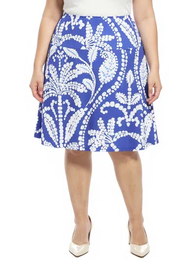 24seven Comfort Apparel Plus Size Paisley Elastic Waist Knee Length A-line Skirt In Multi