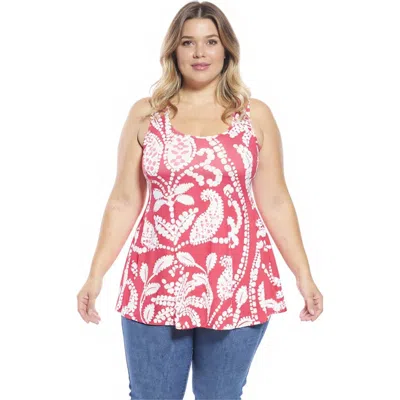 24seven Comfort Apparel Plus Size Paisley Scoop Neck Tunic Tank Top In Multi