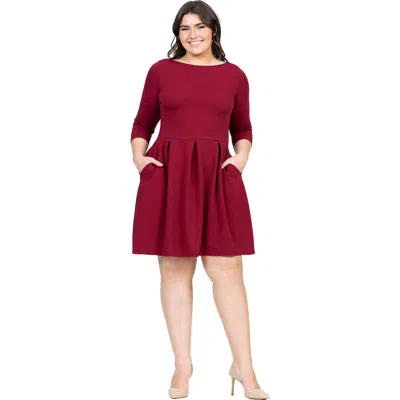 24SEVEN COMFORT APPAREL 24SEVEN COMFORT APPAREL PLUS SIZE PERFECT FIT AND FLARE POCKET DRESS