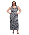 24seven Comfort Apparel Plus Size Razorback Tank Casual Maxi Dress In Black Multi