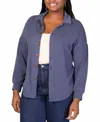 24SEVEN COMFORT APPAREL PLUS SIZE RIB BUTTON UP SHIRT JACKET
