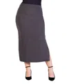 24seven Comfort Apparel Plus Size Ribbed Knit Maxi Skirt In Black