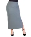 24seven Comfort Apparel Plus Size Ribbed Knit Maxi Skirt In Green