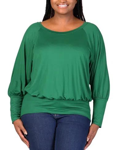 24SEVEN COMFORT APPAREL PLUS SIZE ROUND NECK BANDED BOTTOM TOP
