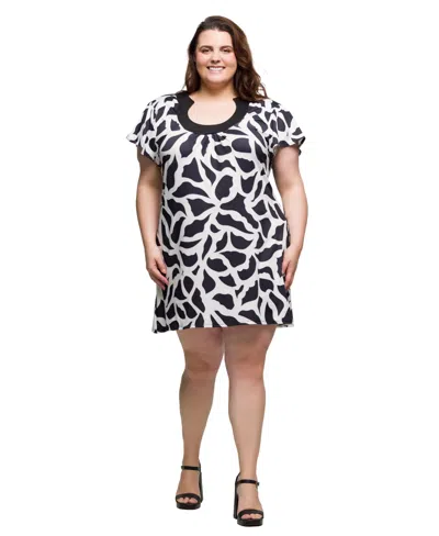 24seven Comfort Apparel Plus Size Short Sleeve Scoop Neck Mini Dress