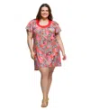 24seven Comfort Apparel Plus Size Short Sleeve Scoop Neck Mini Dress