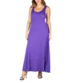 24seven Comfort Apparel Plus Size Simple A-line Tank Maxi Dress In Purple