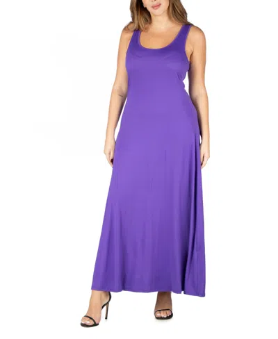 24seven Comfort Apparel Plus Size Simple A-line Tank Maxi Dress In Purple