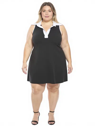 24seven Comfort Apparel Plus Size Sleeveless Collasoft Flare A-line Mini Dress In Black