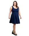 24seven Comfort Apparel Plus Size Sleeveless Dress With Pockets In Navy