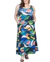 24SEVEN COMFORT APPAREL PLUS SIZE SLEEVELESS MAXI DRESS WITH POCKETS