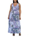 24SEVEN COMFORT APPAREL PLUS SIZE SLEEVELESS MAXI DRESS WITH POCKETS