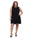 24seven Comfort Apparel Plus Size Sleeveless Mini Shift Dress In Black