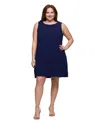 24seven Comfort Apparel Plus Size Sleeveless Mini Shift Dress In Navy