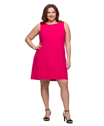 24seven Comfort Apparel Plus Size Sleeveless Mini Shift Dress In Pink