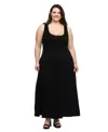24seven Comfort Apparel Plus Size Sleeveless Tank Maxi Dress With Pockets In Black