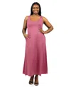 24seven Comfort Apparel Plus Size Sleeveless Tank Maxi Dress With Pockets In Rose