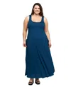 24seven Comfort Apparel Plus Size Sleeveless Tank Maxi Dress With Pockets In Teal