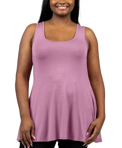 24seven Comfort Apparel Plus Size Sleeveless Tunic Tank Top In Rose