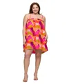 24seven Comfort Apparel Plus Size Square Neck Spaghetti Strap Smocked Pockets Mini Dress