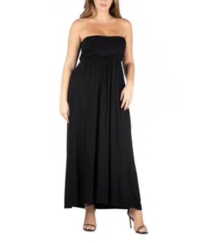 24seven Comfort Apparel Maternity Sleeveless Empire Waist Maxi Dress In Black