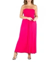 24seven Comfort Apparel Plus Size Strapless Maxi Dress In Pink