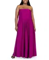 24SEVEN COMFORT APPAREL PLUS SIZE STRAPLESS MAXI DRESS WITH POCKETS