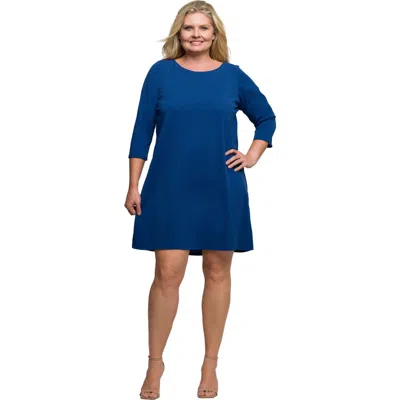 24SEVEN COMFORT APPAREL 24SEVEN COMFORT APPAREL PLUS SIZE THREE QUARTER SLEEVE A LINE KNEE LENGTH DRESS