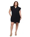 24seven Comfort Apparel Flutter Cap Sleeve Shift Dress In Black