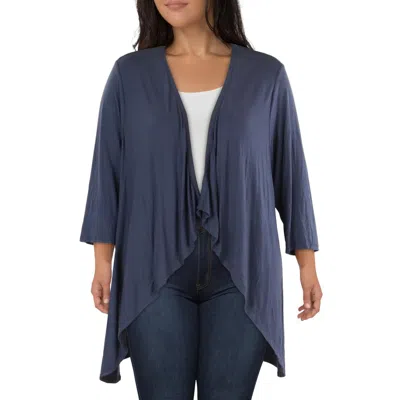 24seven Comfort Apparel Plus Womens 3/4 Sleeve Cardigan Open-front Blazer In Pink