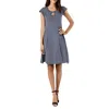 24seven Comfort Apparel Scoop Neck A-line Dress With Keyhole Detail In Gray