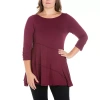 24seven Comfort Apparel Plus Womens Boat Neck 3/4 Sleeve Tunic Top In Red