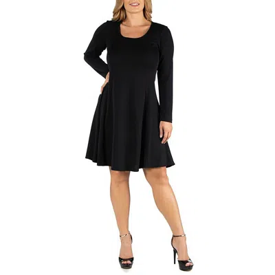 24seven Comfort Apparel Plus Womens Crepe Midi Dress In Black