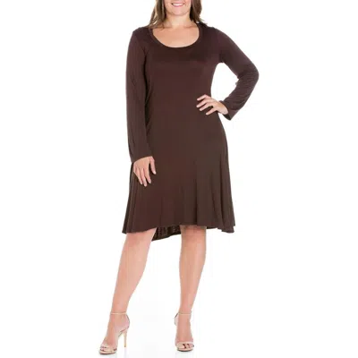 24seven Comfort Apparel Plus Womens Crewneck Knee Length T-shirt Dress In Brown