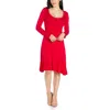 24seven Comfort Apparel Plus Womens Crewneck Knee Length T-shirt Dress In Red