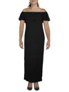 24seven Comfort Apparel Plus Womens Fold-over Long Maxi Dress In Black