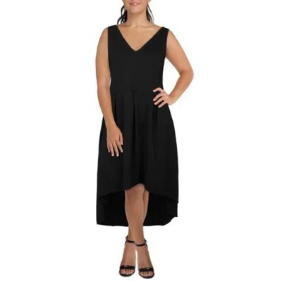 24seven Comfort Apparel Sleeveless Fit And Flare High Low Maternity Dress In Black