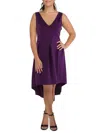24seven Comfort Apparel Plus Womens Hi-low Pleated Maxi Dress In Purple