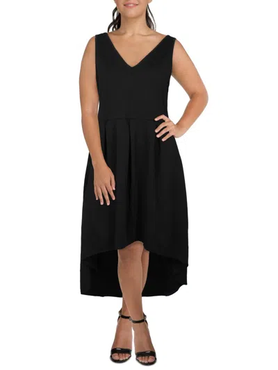 24seven Comfort Apparel Plus Womens Hi-low Sleeveless Maxi Dress In Black