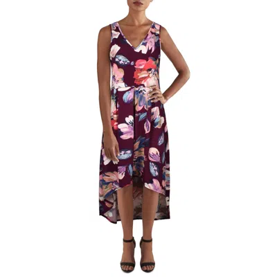 24seven Comfort Apparel Plus Womens Hi-low Sleeveless Maxi Dress In Multi
