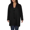 24seven Comfort Apparel Plus Womens Hoodie Open Front Cardigan Sweater In Black