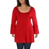 24seven Comfort Apparel Plus Womens Jersey Pullover Tunic Top In Red
