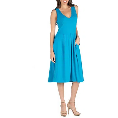 24seven Comfort Apparel Plus Womens Jersey Sleeveless Midi Dress In Blue
