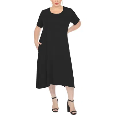 24seven Comfort Apparel Plus Womens Jewel Neck Mini T-shirt Dress In Black
